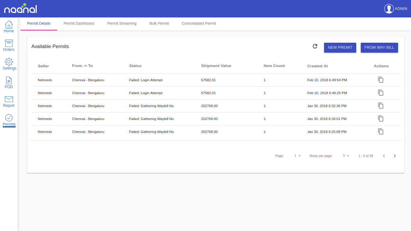 Logistics Admin Panel