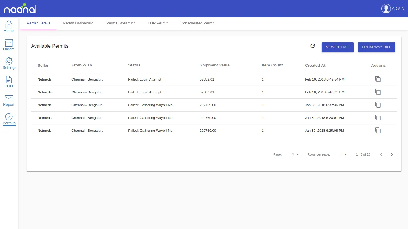Logistics Admin Panel