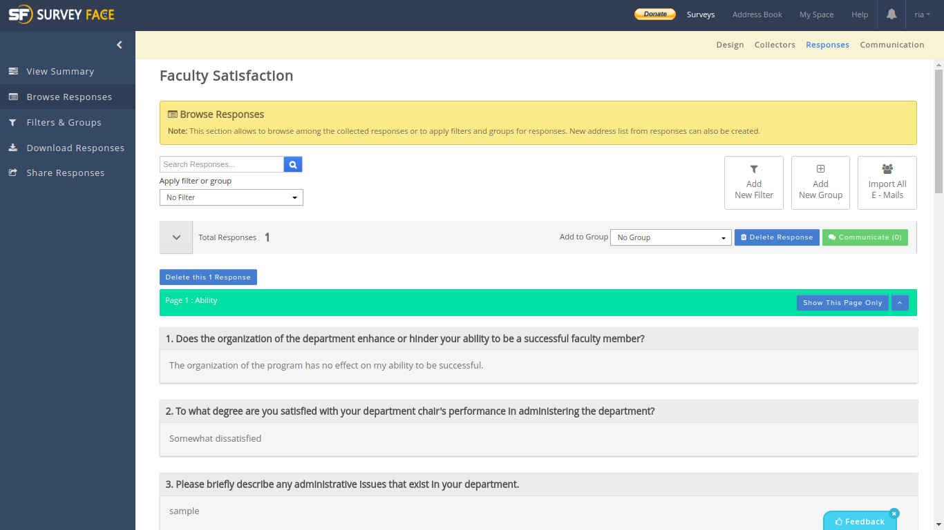 Survey responses