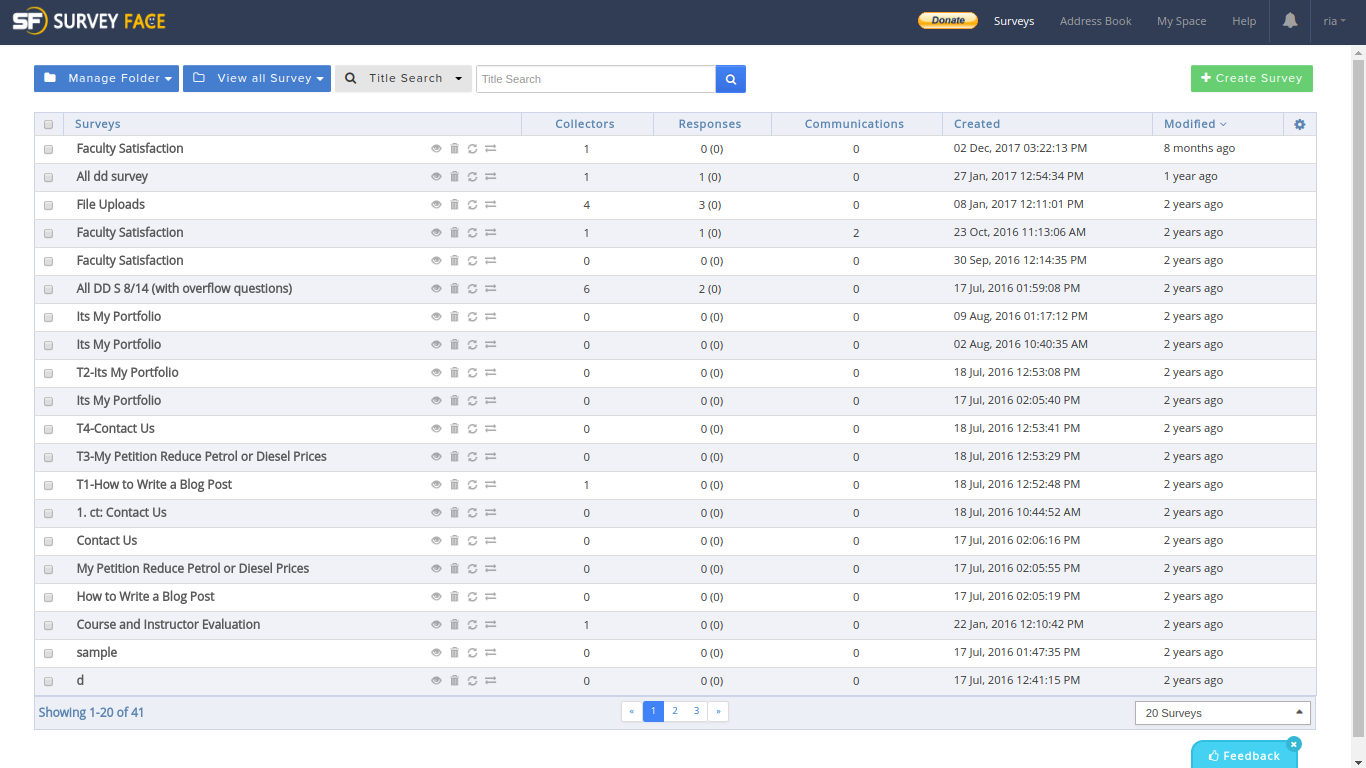 Listing page