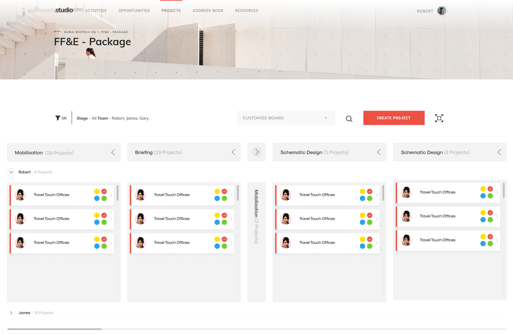 project and opportunity pages