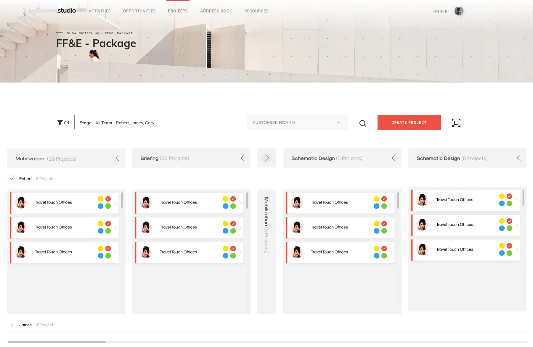 project and opportunity pages